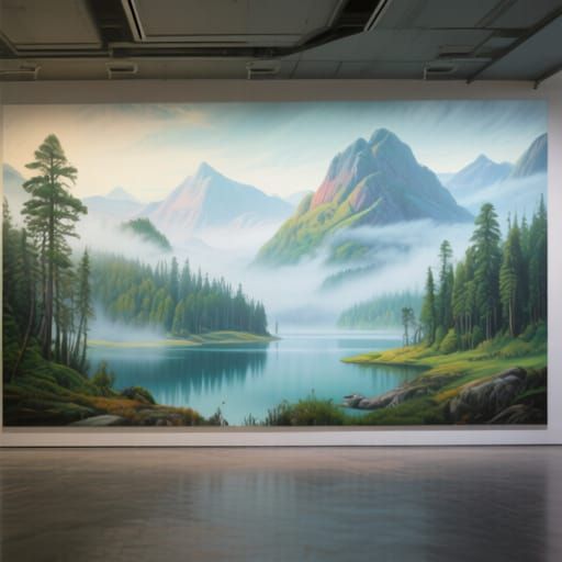 Airbrushed Mural of Serene Landscapes