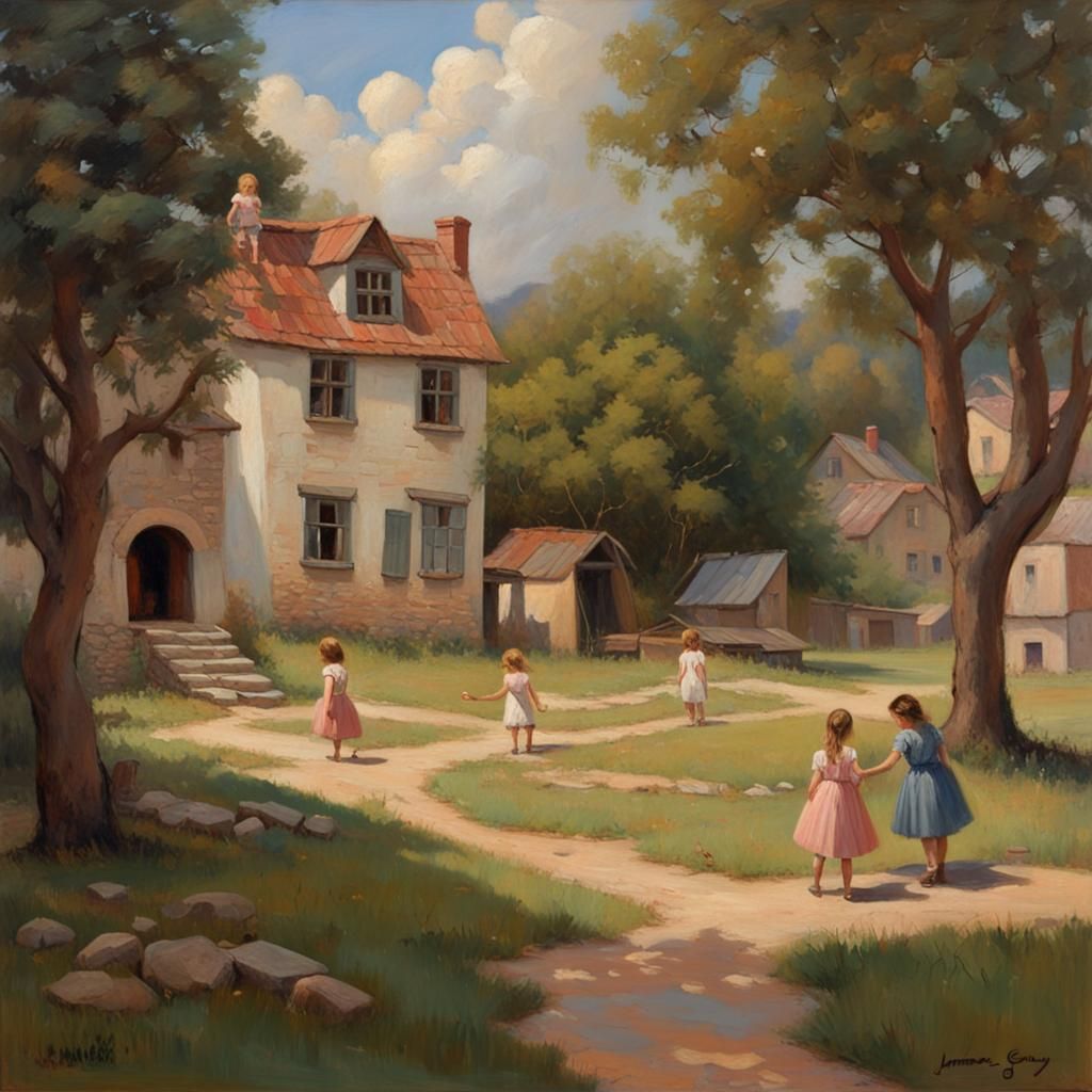 Park in Valley, Oil Painting by Gurney