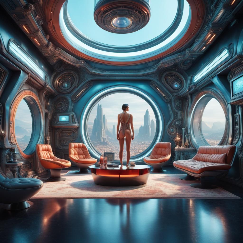 Flawless People in a Surreal Futuristic Space