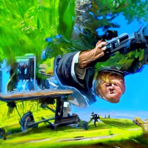 Donald Trump Plays Fortnite: Oil Painting