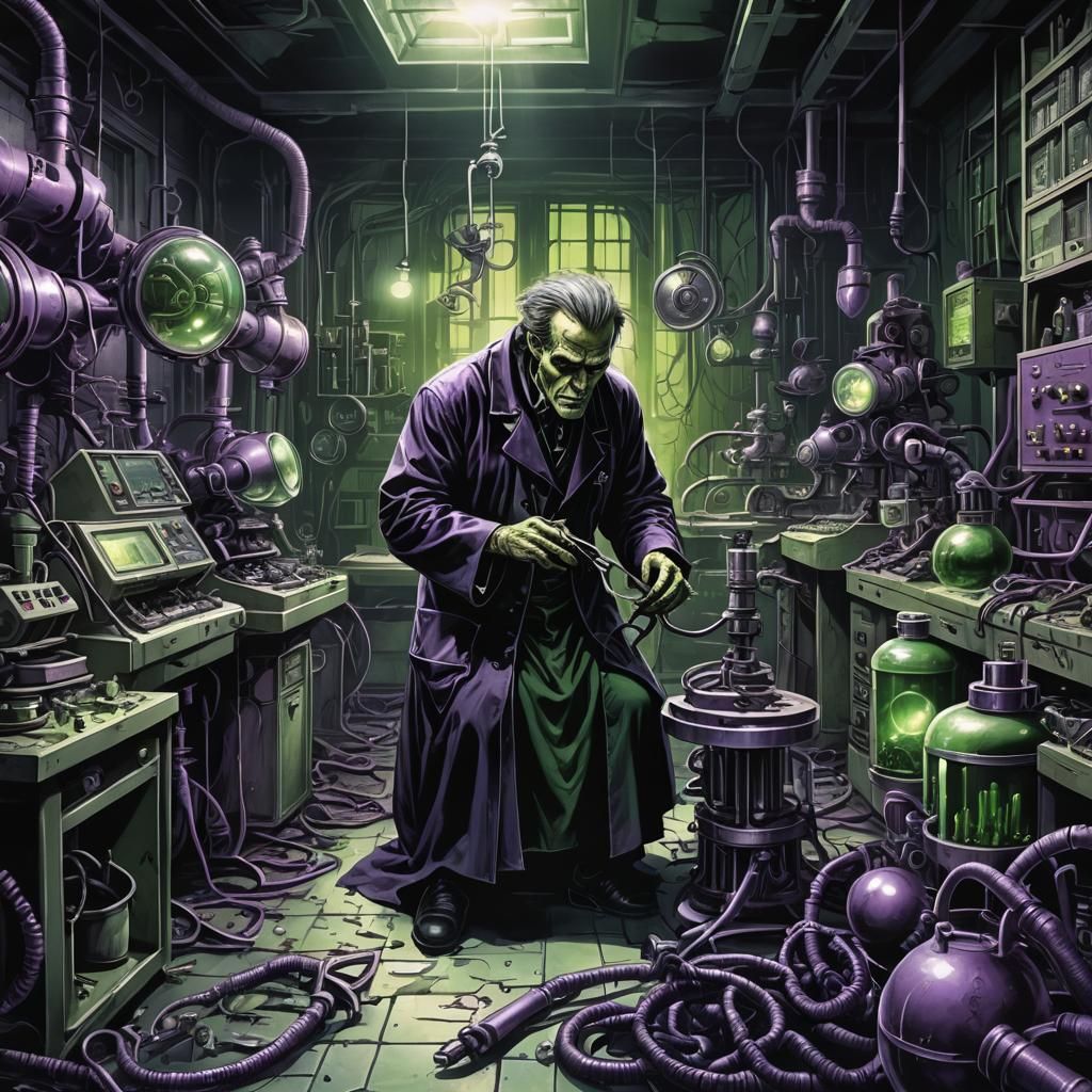 Evil Doctor's Nightmare: Gothic Horror Illustration