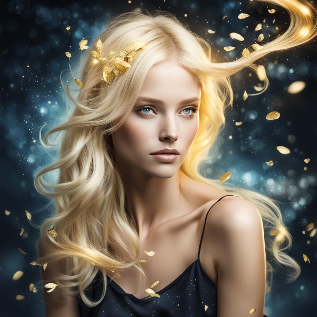 Enchanting Blonde Woman with Magical Aura