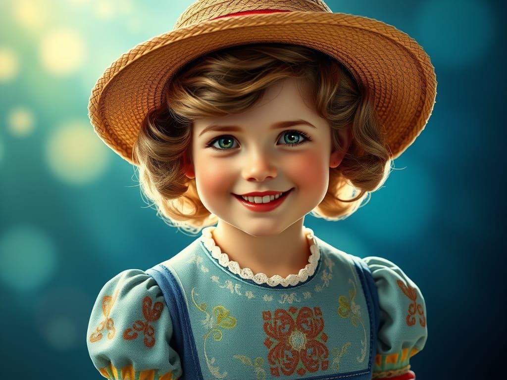 Heidi-Inspired Portrait of a Young Girl in Traditional Swiss...