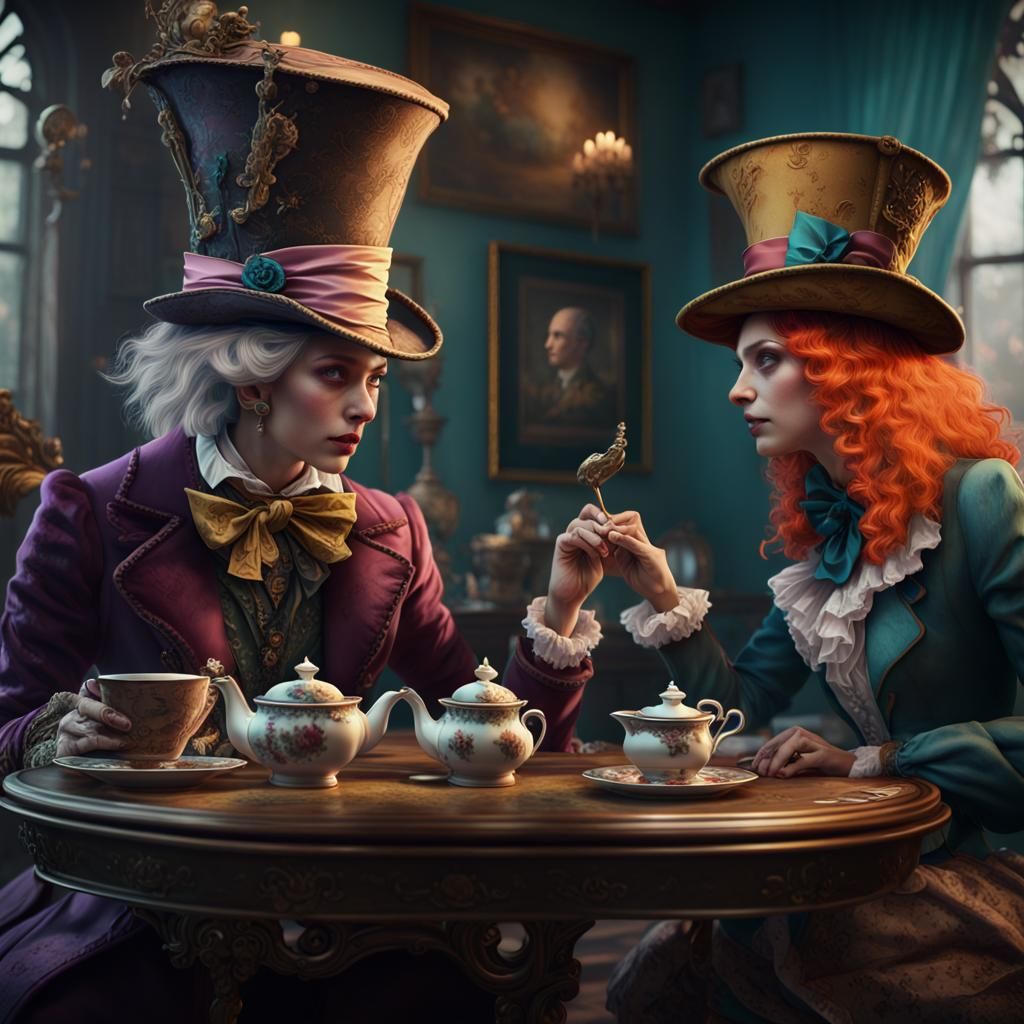 "Thank you for the hat, Mad Hatter." "Think nothing of it, Crazy  Seamstress."