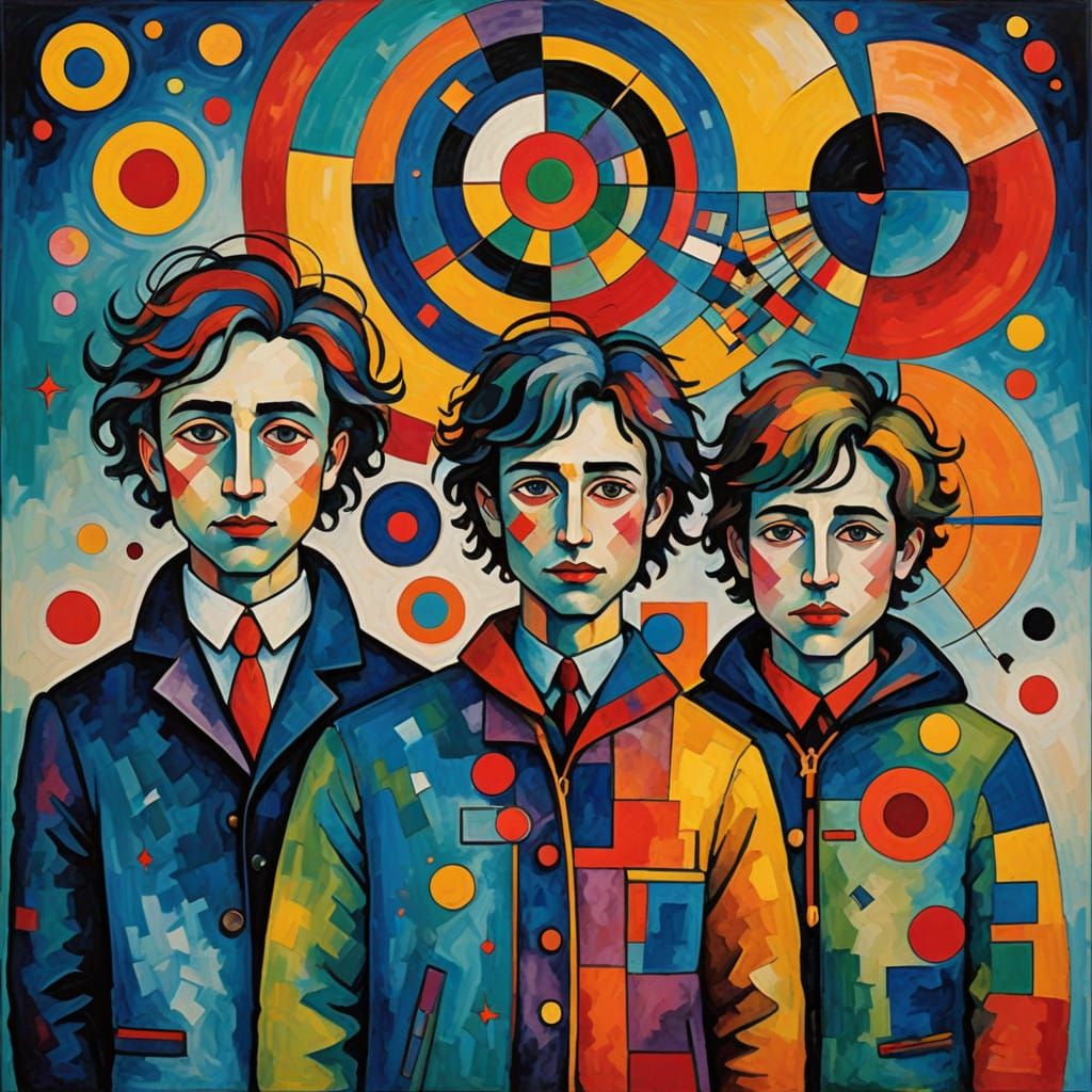 Joyful Family Portrait in Vibrant Abstraction