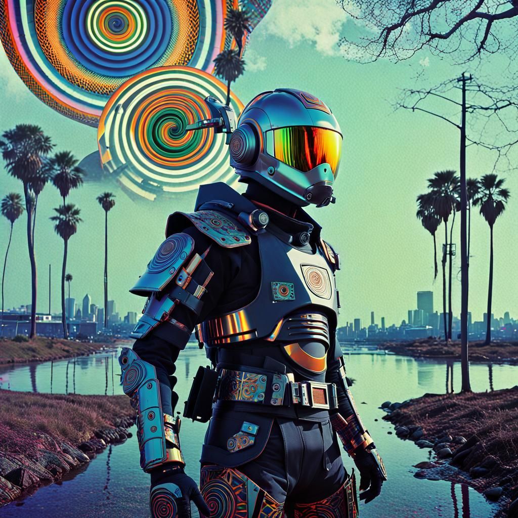 Trendy Anime Hero in Retro Mecha Armor