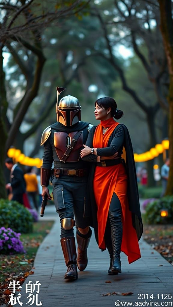 The Mandalorian and Mandarin in a Whimsical Park Romance