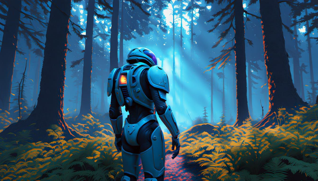 Sci-Fi Space Marine in Alien Forest in Unreal Engine