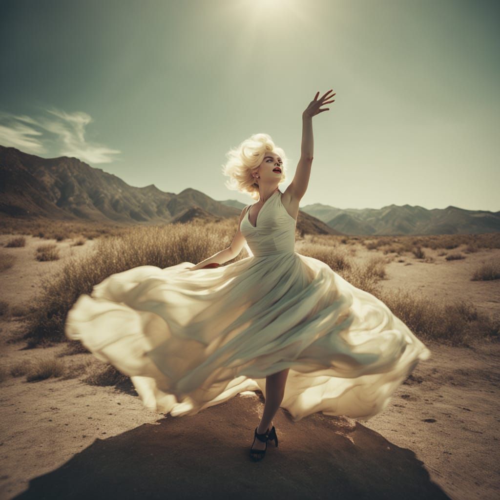 Caucasian Woman Dressed as Marilyn Monroe in Cinematic Film ...