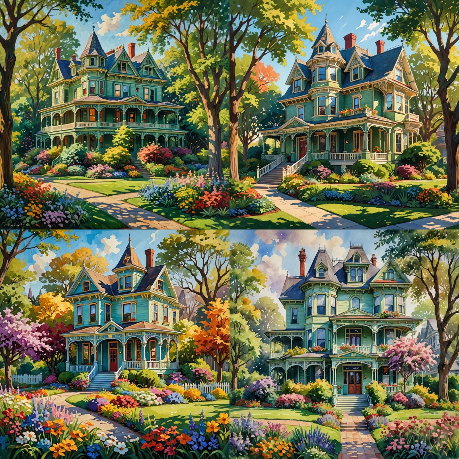 Colorful Victorian Home with Lush Landscaping