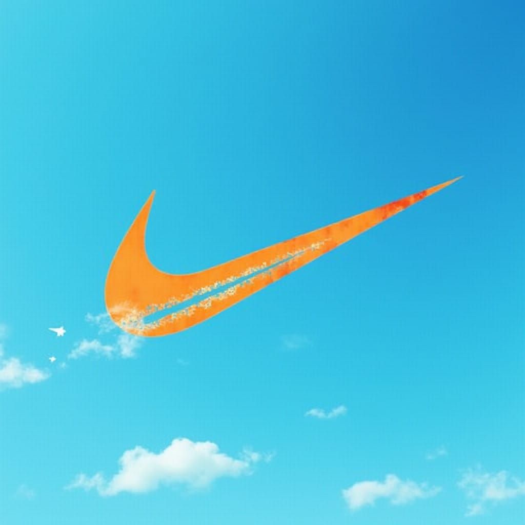 Swoosh Logo Unfurls in Gradient Blue