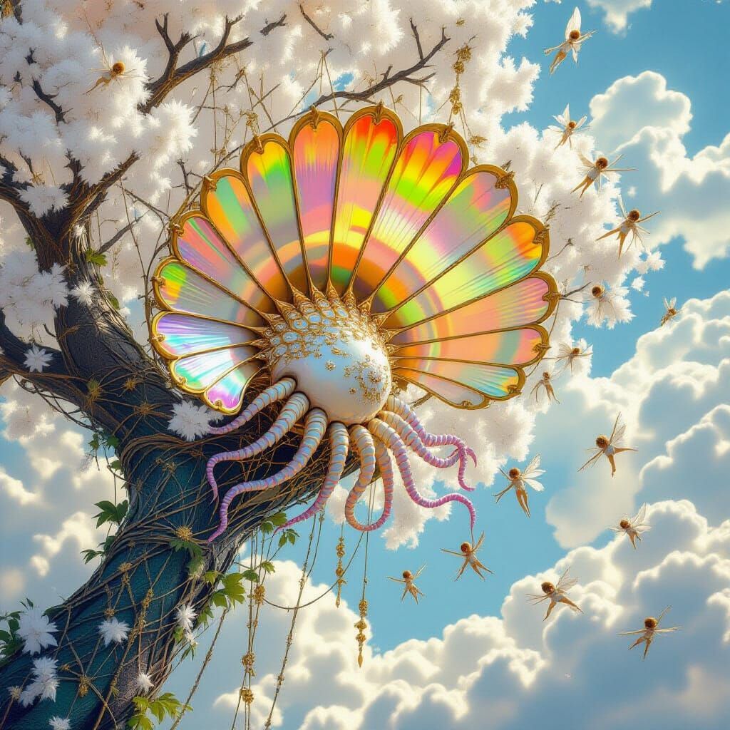 Majestic Killer Scallop Hunts Elves Among Clouds