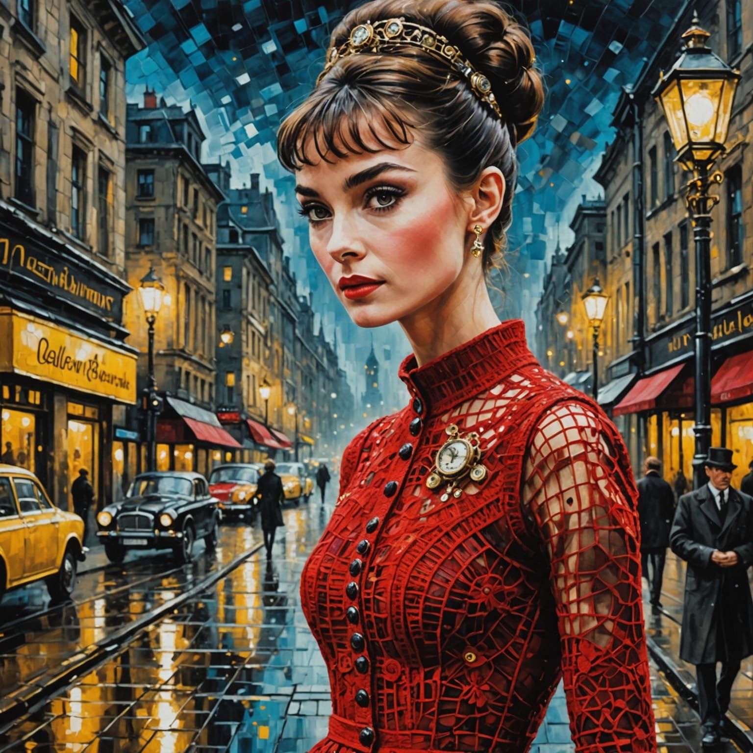 Steampunk Audrey Hepburn in Klimt Style