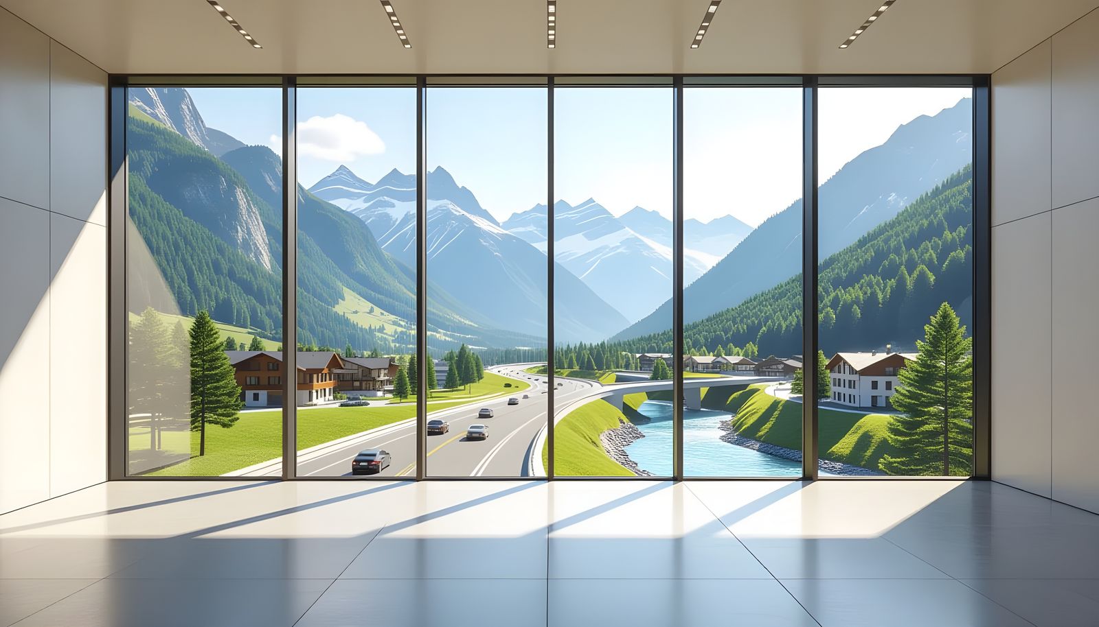 Breathtaking Mountain View from Modern Office