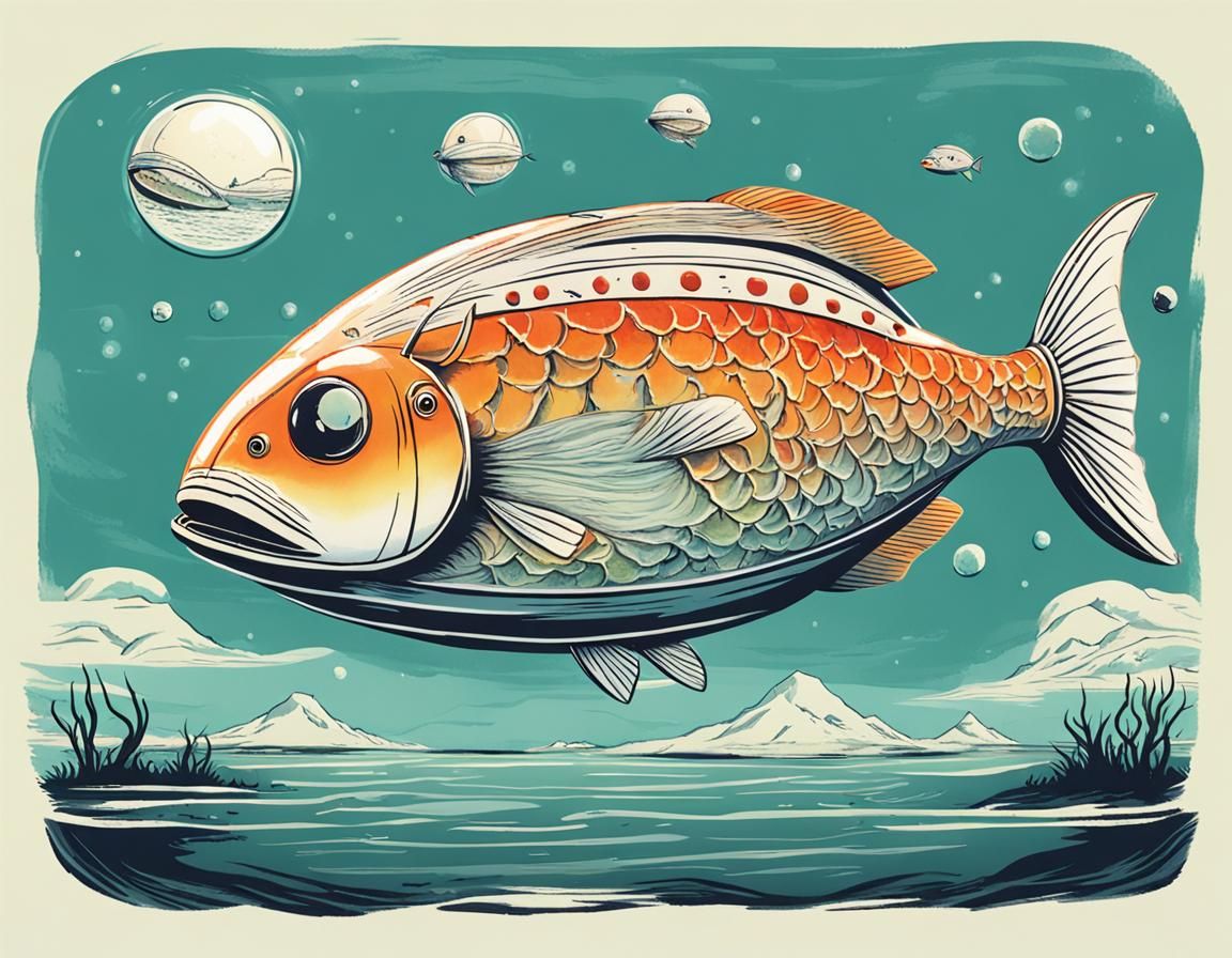 Surreal Fish Constructed from UFO Parts