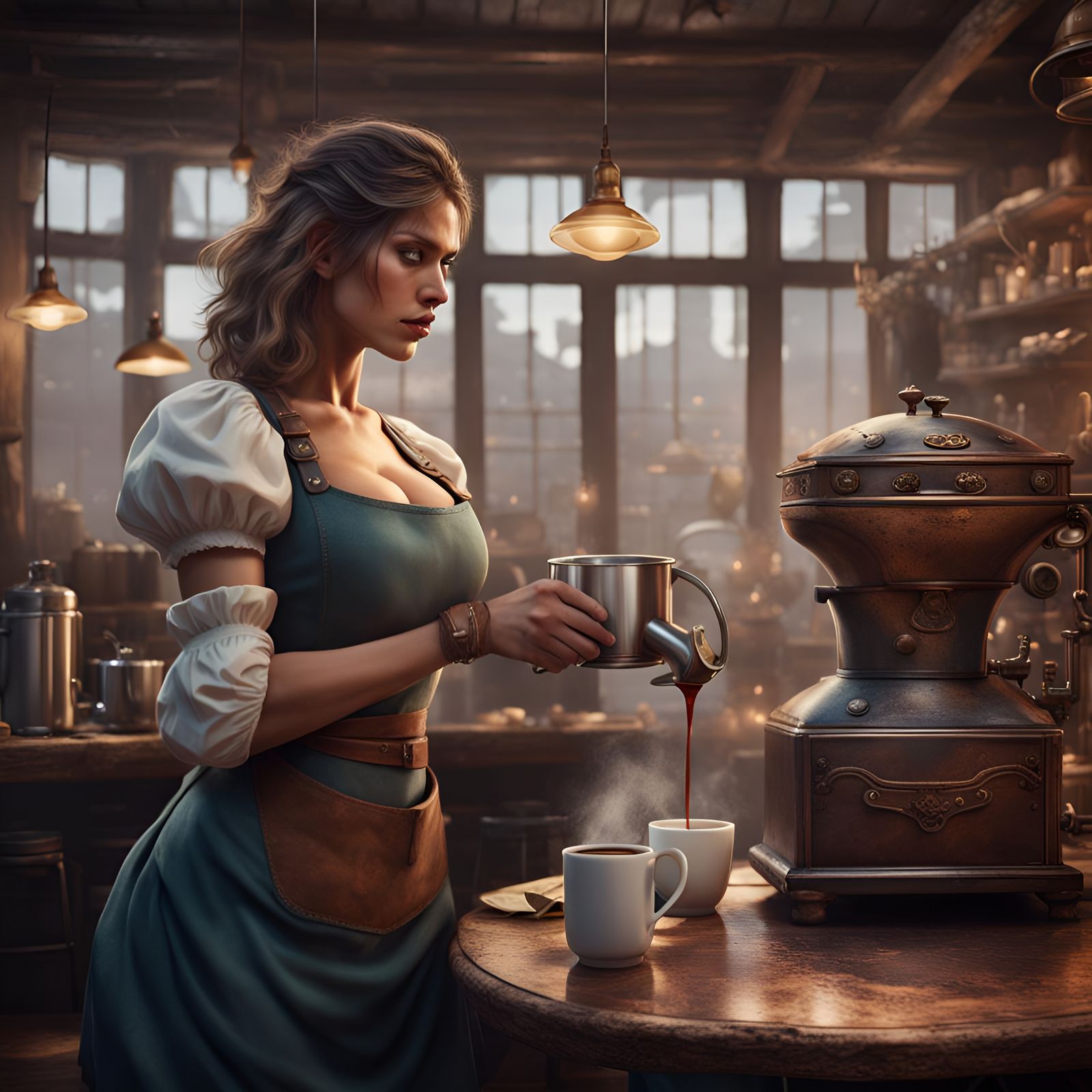 Coffee Preparation: Detailed Matte Painting in Colombian Caf...