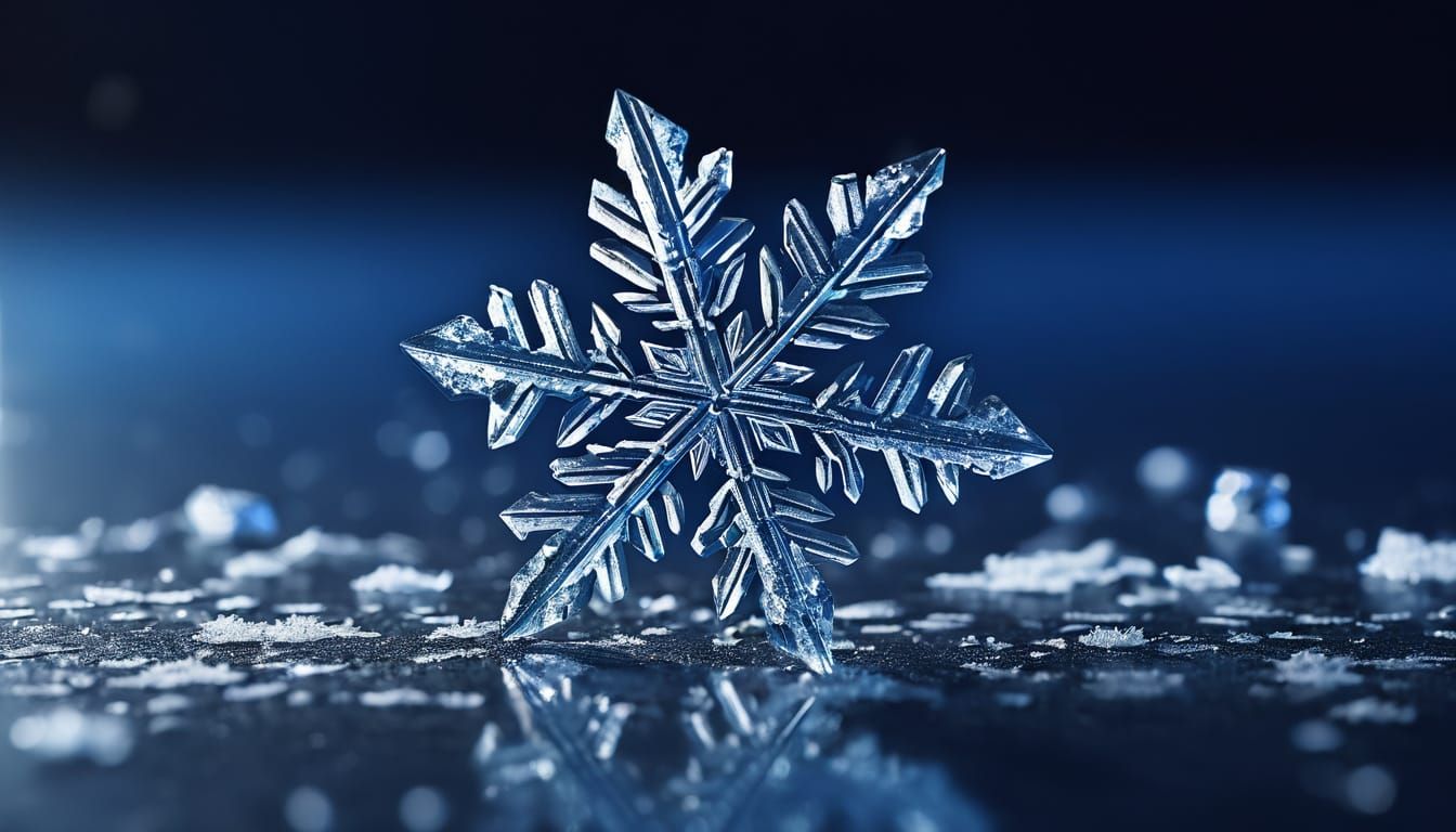 Close-Up Snow Crystal in Crystal Glass Style