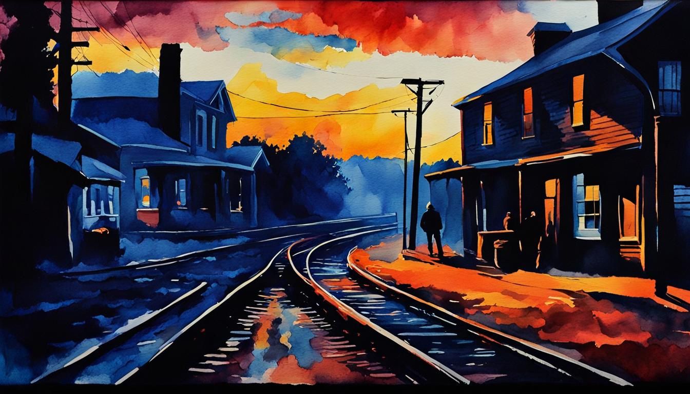 Moody Thief in Shadowed Alley: Watercolor Sketch