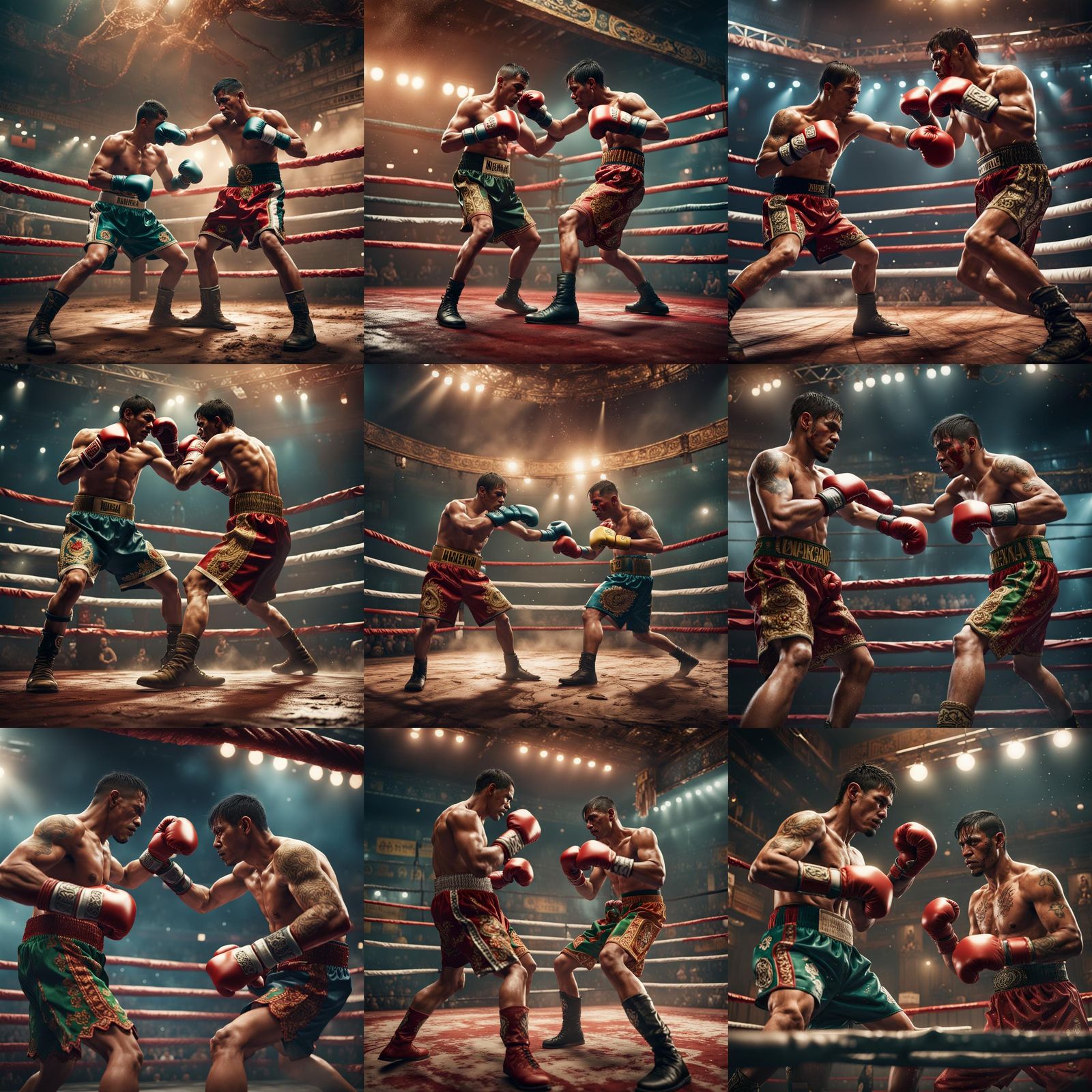 Mexican Boxers Clash: Detailed Fantasy Concept Art