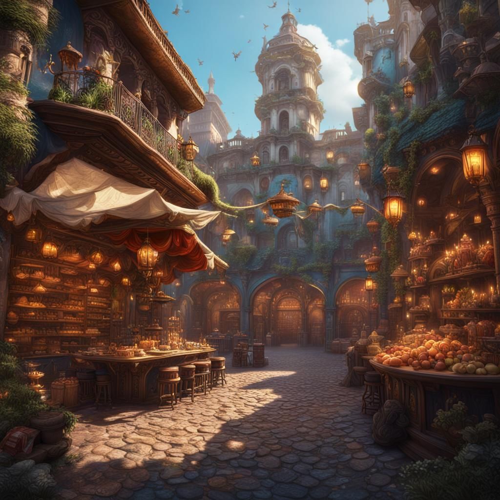 Fantastical Plaza Marketplace in Unreal Engine 5