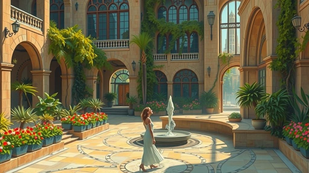 Futuristic Commune Scene in Comic Book Style