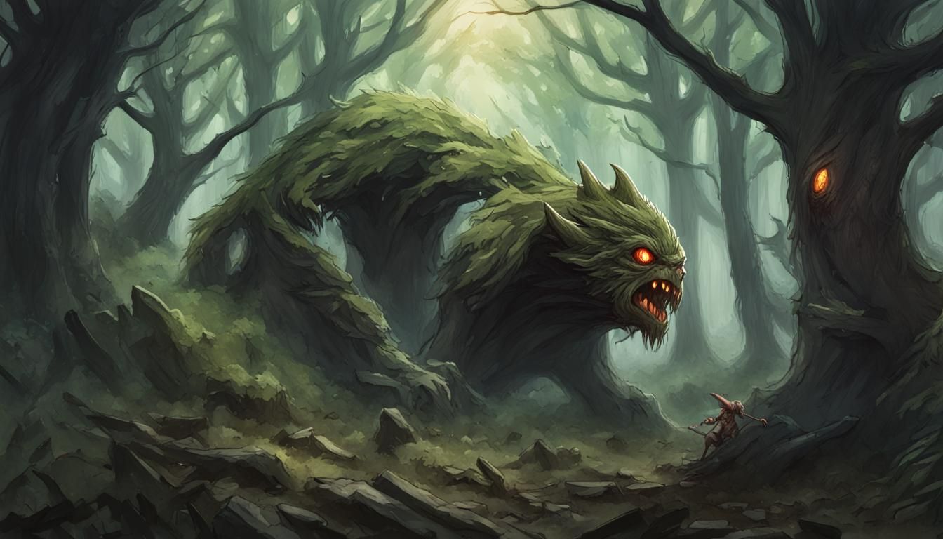 Fantasy Beast in Enchanted Woodland