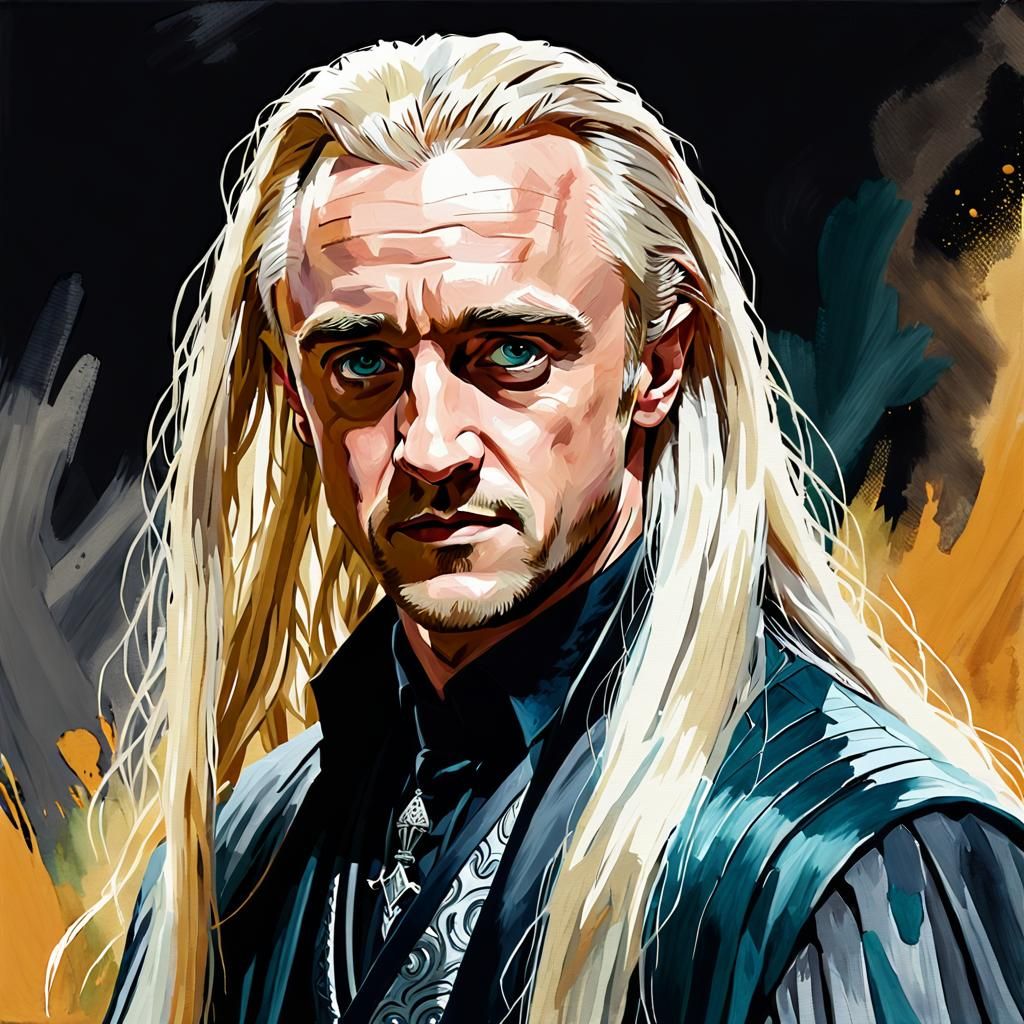 Tom Felton as Lucius Malfoy in Gouache Style
