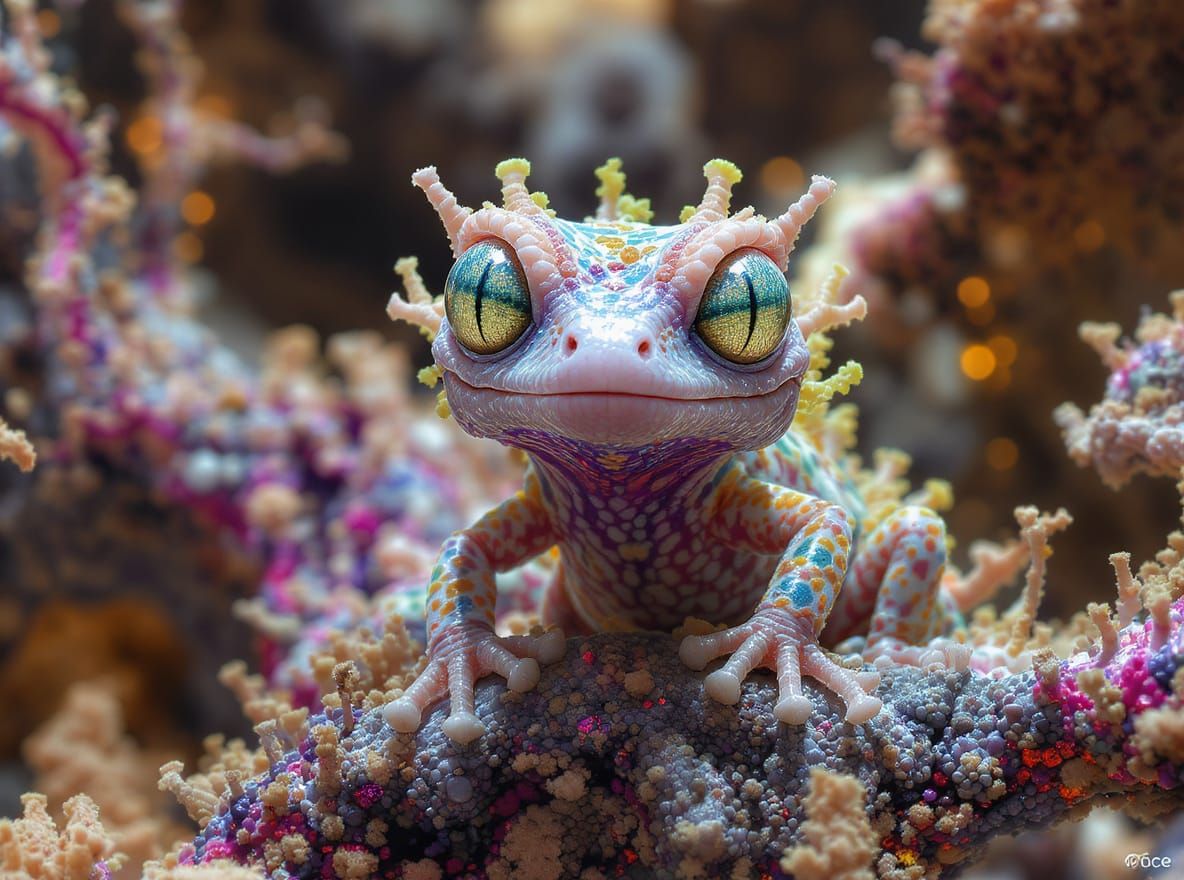 Beautiful Alien Gecko Creature in Fractal Art Style