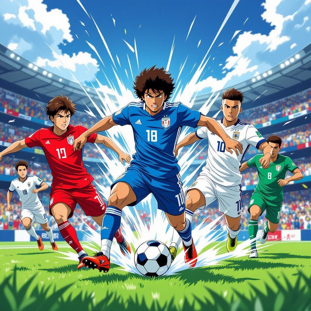 Soccer Legends vs Modern Stars in Blue Lock Anime Style