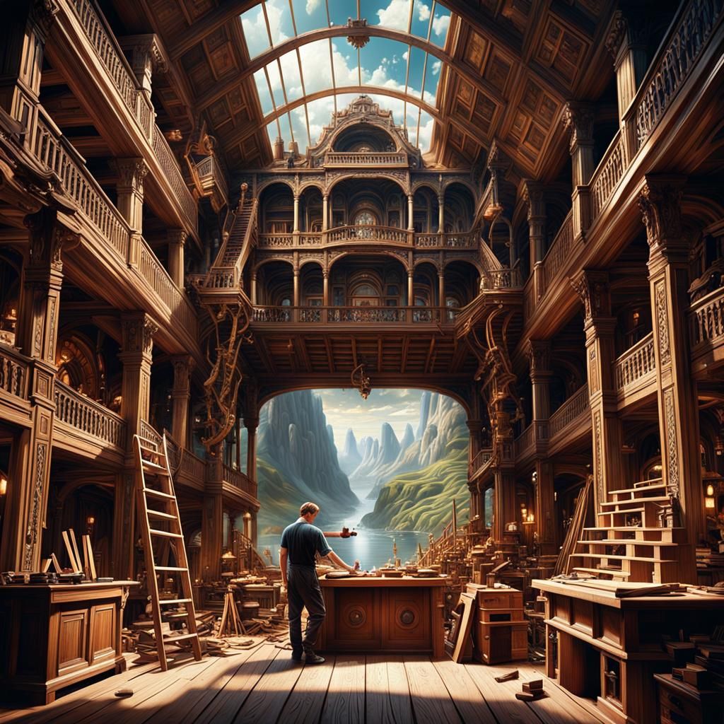 Carpenter Creates Impressive Woodwork: Digital Matte Paintin...