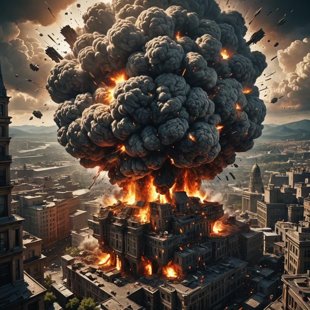 Explosion in Brain: Dramatic Digital Matte Painting
