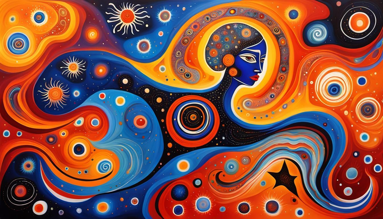 Psychedelic Plasma Star Maelstrom in Aboriginal Art Style