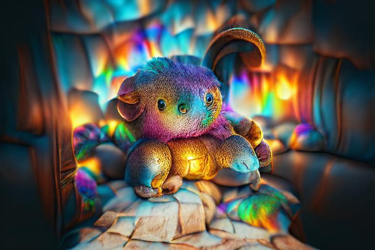 Iridescent Stuffed Toy: Matte Painting in 8K