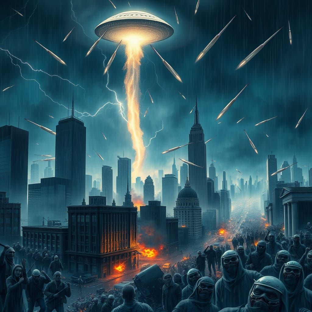 Dystopian Apocalypse in Ruined New York Cityscape