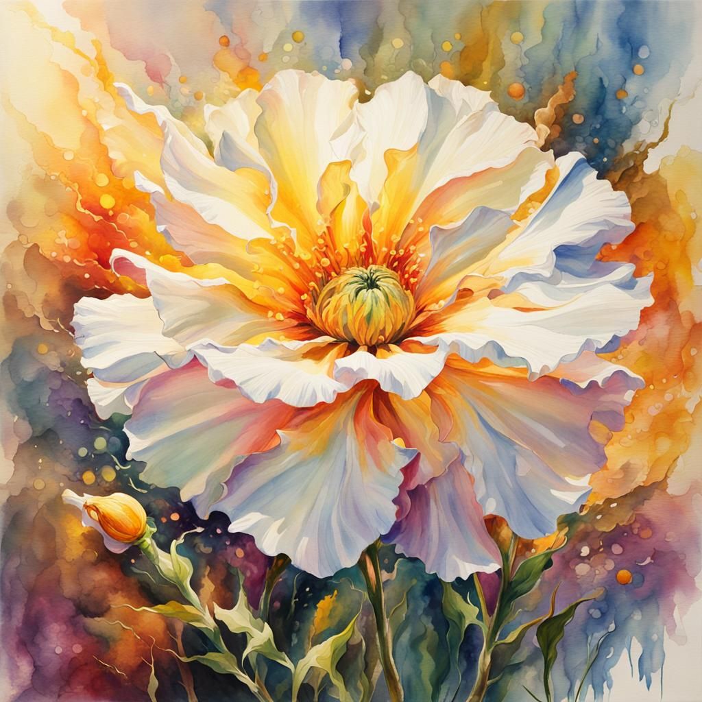 Radiant Fantasy Flower in Watercolor Style