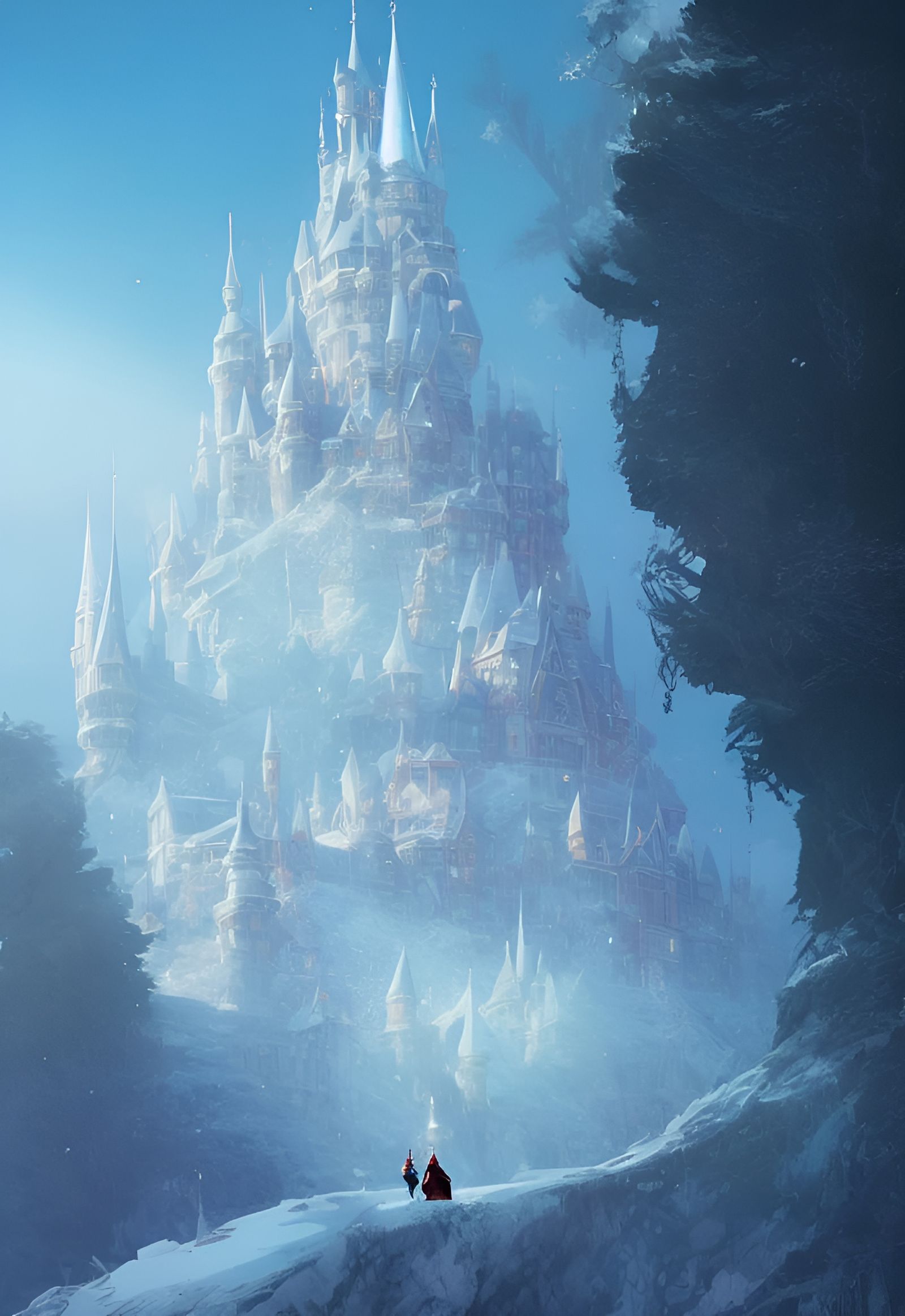 Frozen Castle Digital Illustration by Ismail Inceoglu