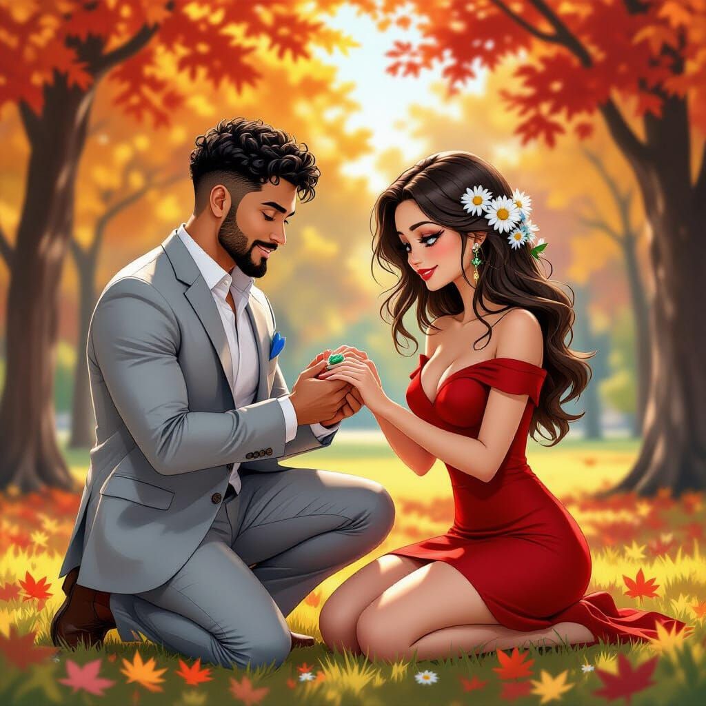 Anime Scene: Autumn Proposal in the Park