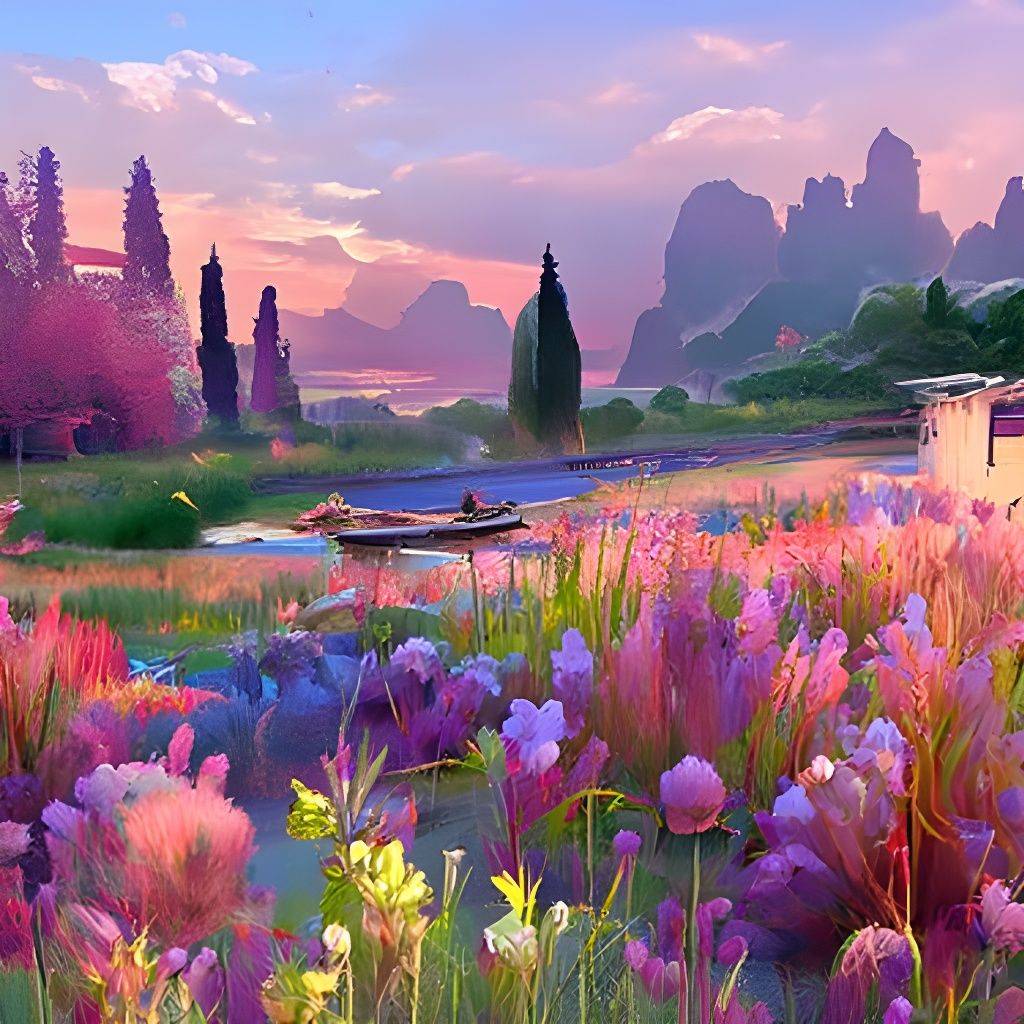 Ancient Metropolis of Flower Gods: Digital Illustration