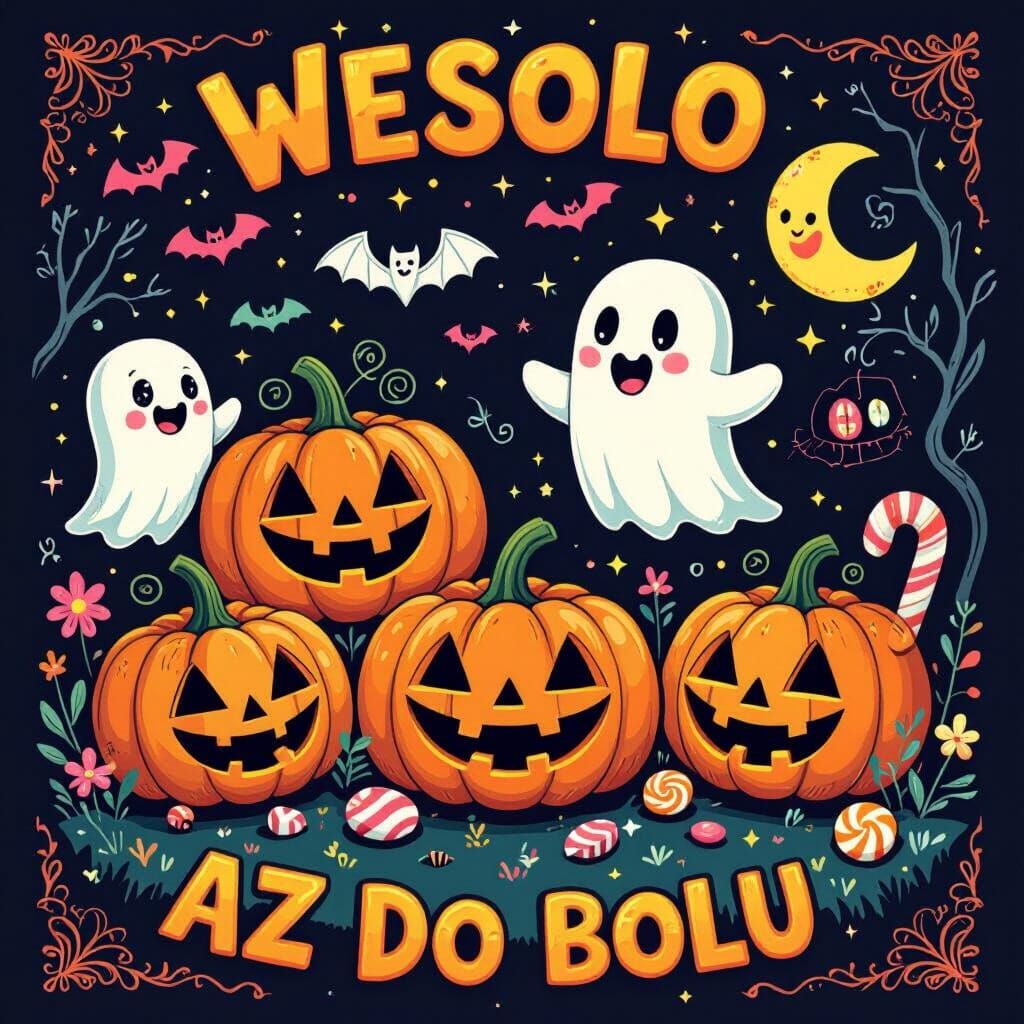 Whimsical Halloween Fairytale with Cute Cartoon Characters