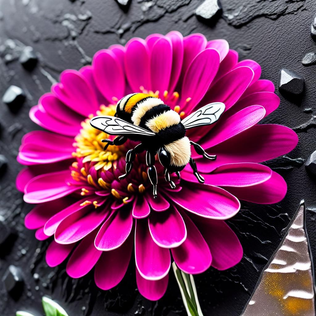 Mythic Bumblebee Amidst Dark Elegance