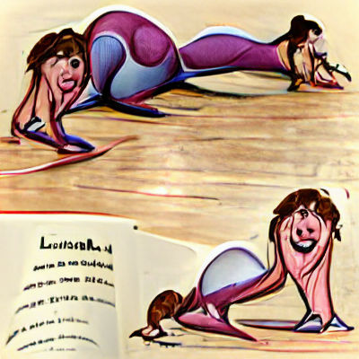 Storybook Illustration of Woman Crawling