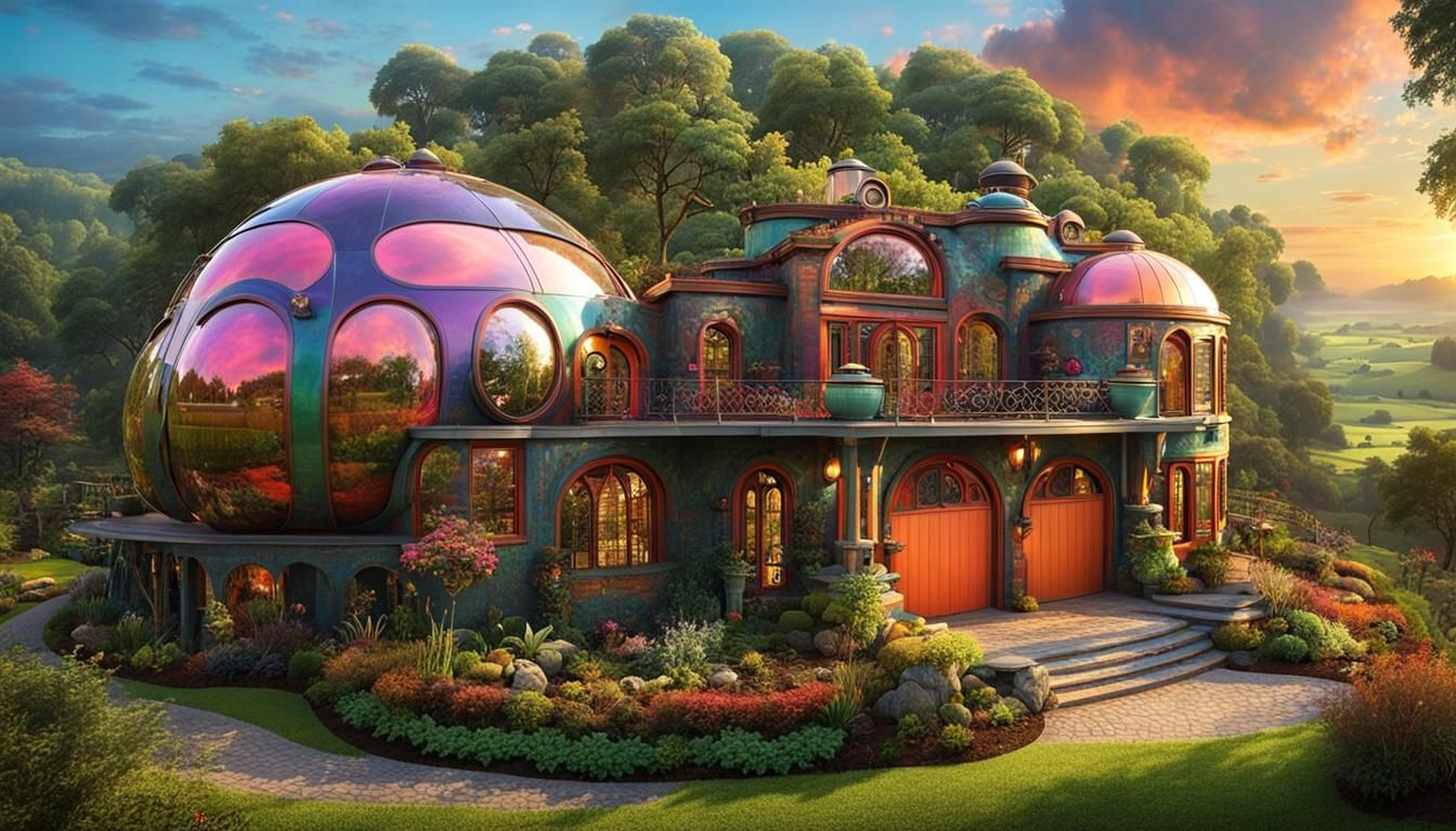 Steampunk Art Deco Dome Home in Countryside