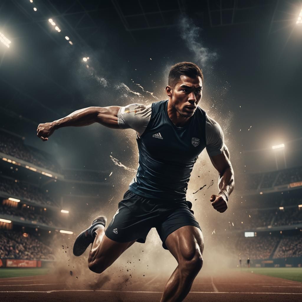 Hyper-Realistic Athlete Concept Art in Stadium