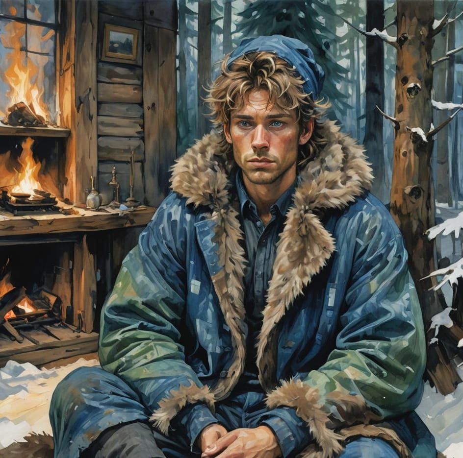 Finnish Man in Forest Home: Matte Painting