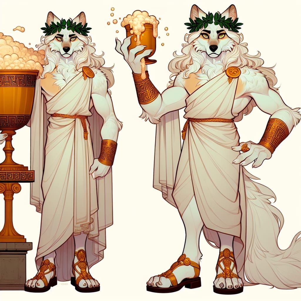 Majestic Greek Mythology Figure with Fox Features