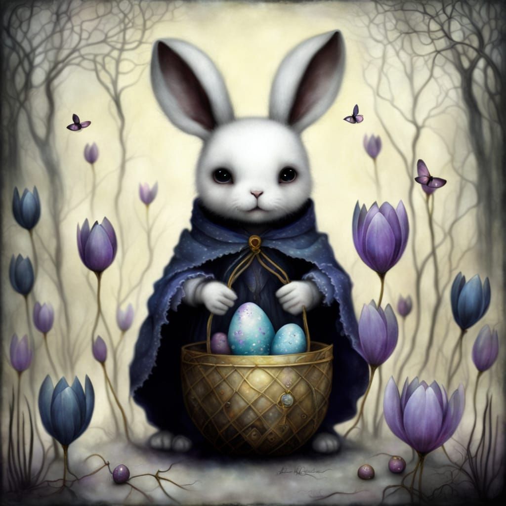 Whimsical Dark Easter Bunny in a MAGICAL Fantasy World