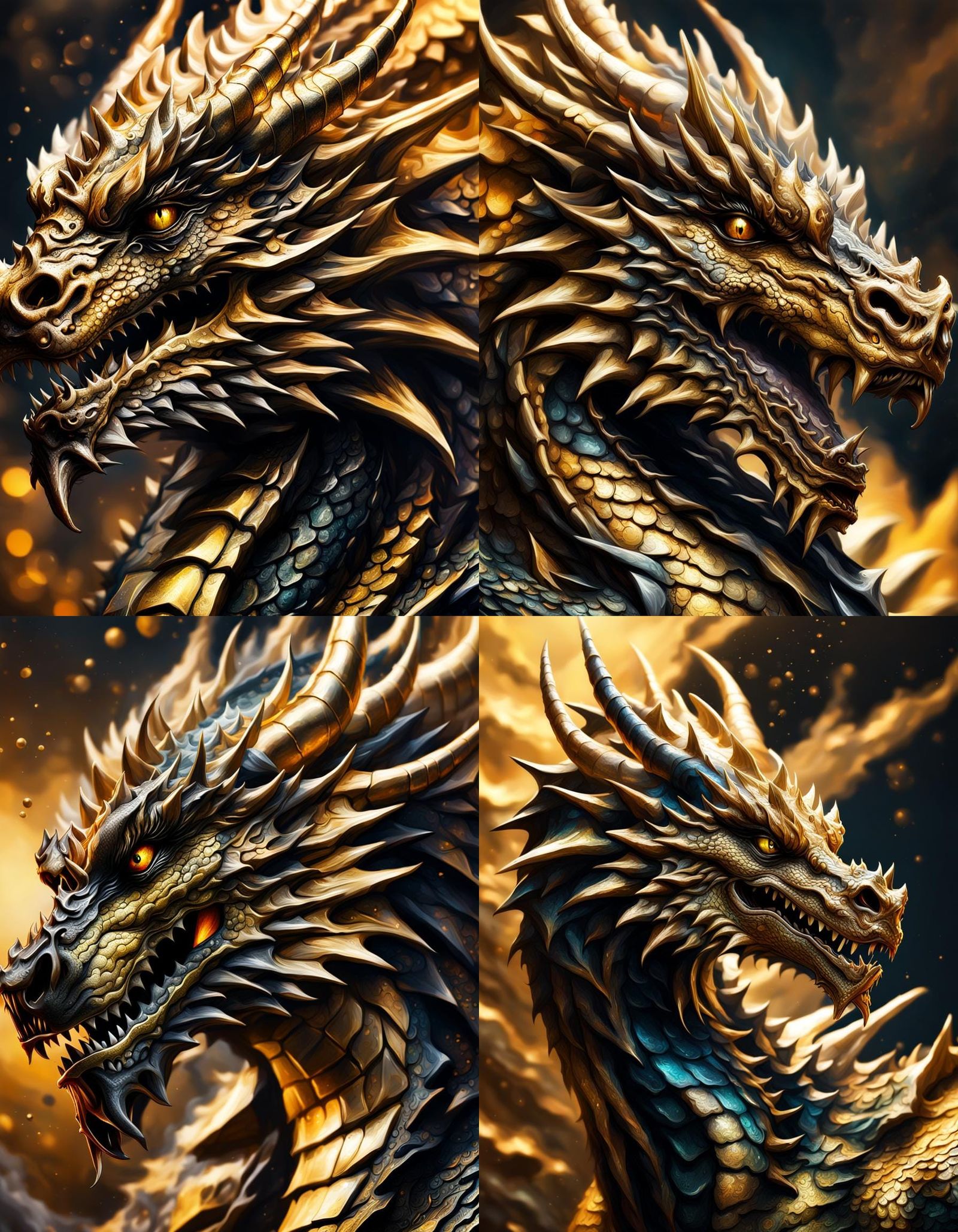 Gold and Black Dragon Profile Portrait