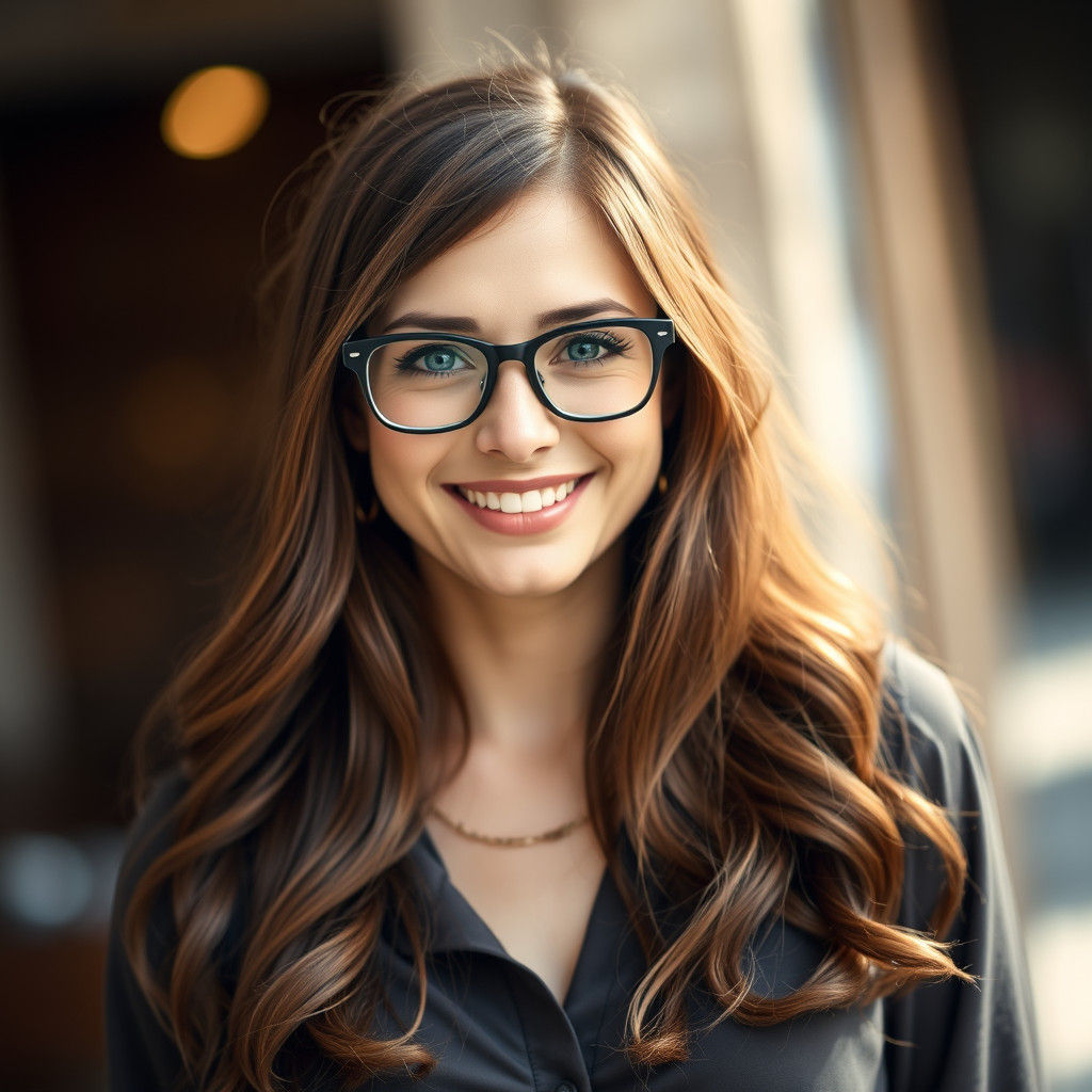 Smiling Woman with Glasses in Natural Lighting