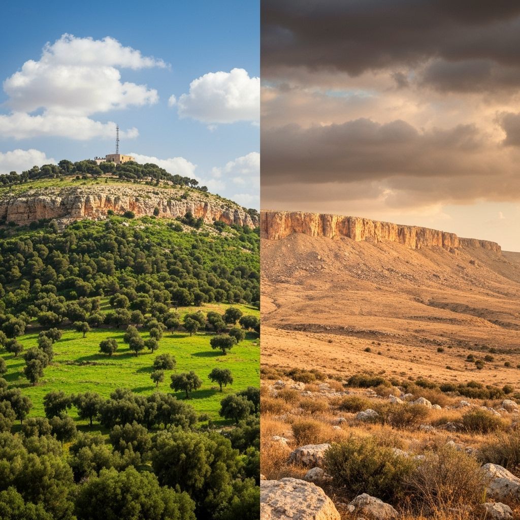 Mount of Blessings & Curses in Israel: Stylized Dual Landsca...