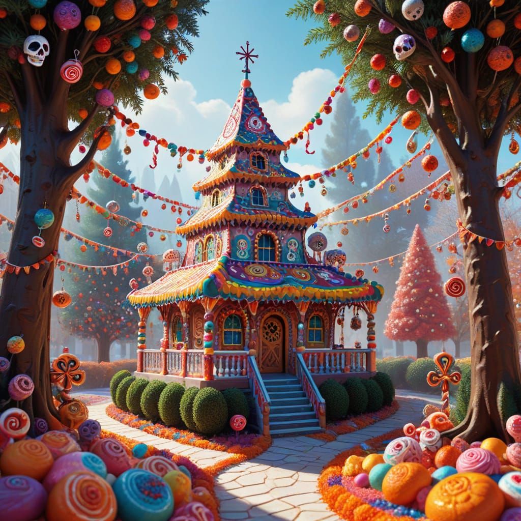 Day of the Dead Christmas Tree in Candyland Wonderland